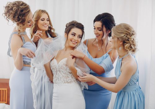 bride with bridesmaids